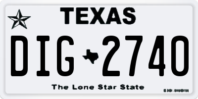 TX license plate DIG2740