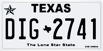 TX license plate DIG2741