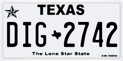 TX license plate DIG2742
