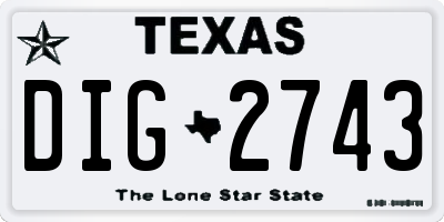 TX license plate DIG2743