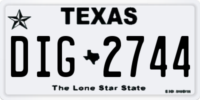 TX license plate DIG2744