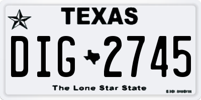 TX license plate DIG2745
