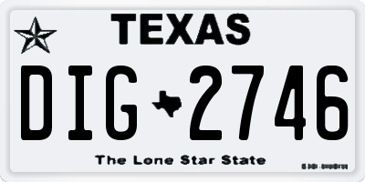 TX license plate DIG2746