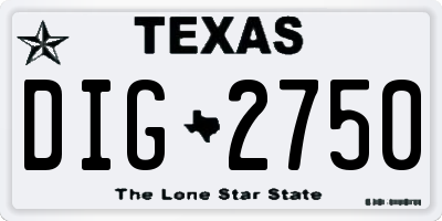 TX license plate DIG2750