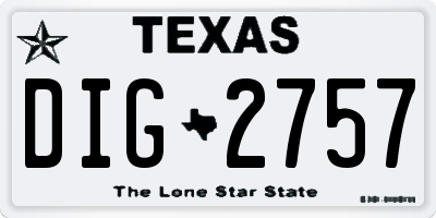 TX license plate DIG2757
