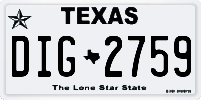 TX license plate DIG2759