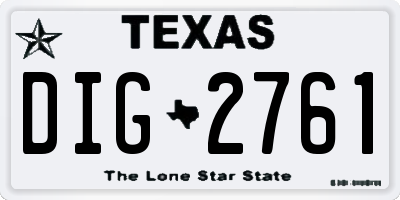 TX license plate DIG2761