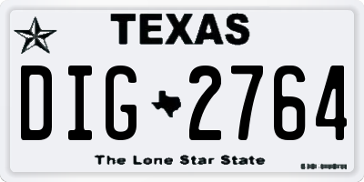 TX license plate DIG2764