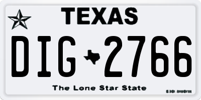 TX license plate DIG2766