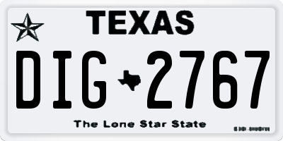 TX license plate DIG2767