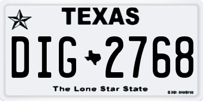 TX license plate DIG2768
