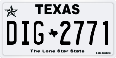 TX license plate DIG2771