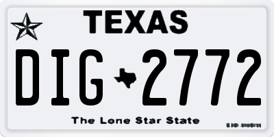 TX license plate DIG2772