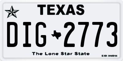 TX license plate DIG2773