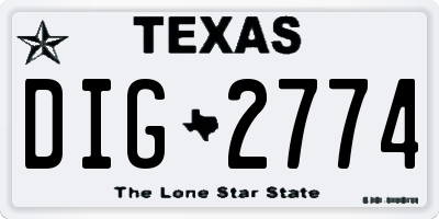 TX license plate DIG2774