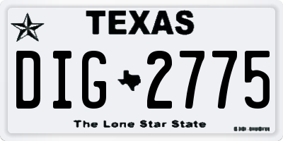 TX license plate DIG2775