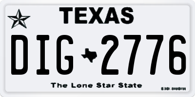 TX license plate DIG2776