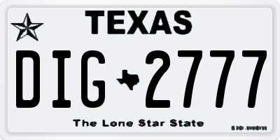 TX license plate DIG2777