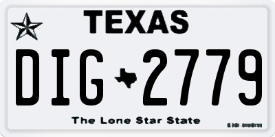 TX license plate DIG2779