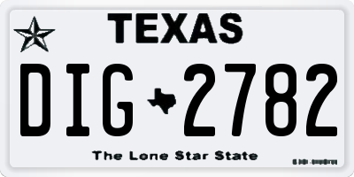 TX license plate DIG2782