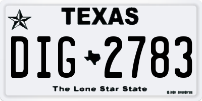 TX license plate DIG2783