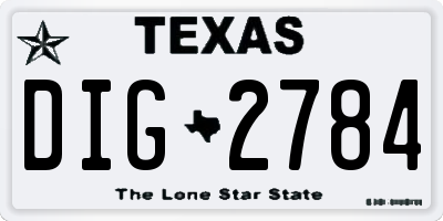 TX license plate DIG2784