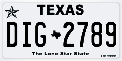 TX license plate DIG2789
