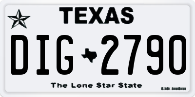 TX license plate DIG2790