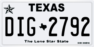 TX license plate DIG2792