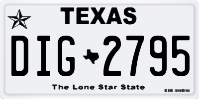TX license plate DIG2795