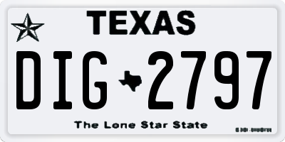 TX license plate DIG2797