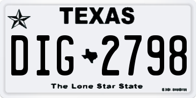 TX license plate DIG2798