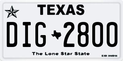 TX license plate DIG2800