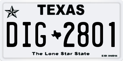 TX license plate DIG2801