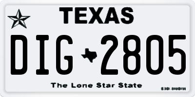 TX license plate DIG2805