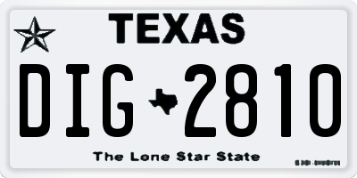 TX license plate DIG2810