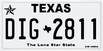 TX license plate DIG2811