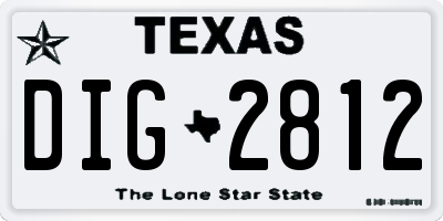 TX license plate DIG2812