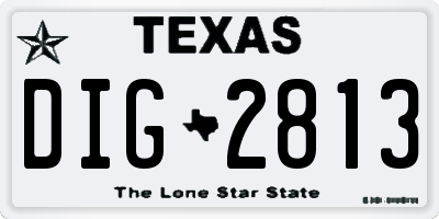 TX license plate DIG2813