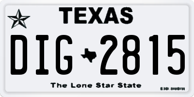 TX license plate DIG2815