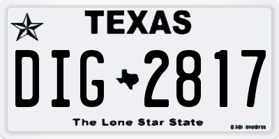 TX license plate DIG2817