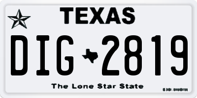 TX license plate DIG2819