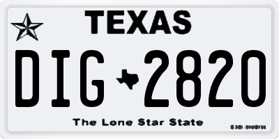 TX license plate DIG2820
