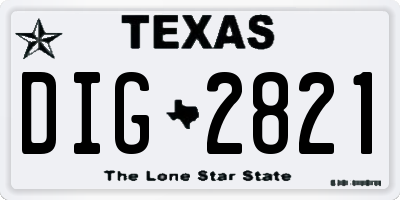TX license plate DIG2821
