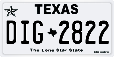 TX license plate DIG2822