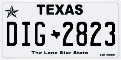 TX license plate DIG2823