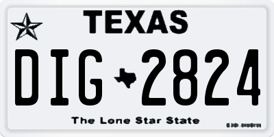 TX license plate DIG2824