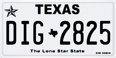 TX license plate DIG2825