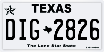 TX license plate DIG2826