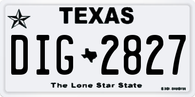TX license plate DIG2827